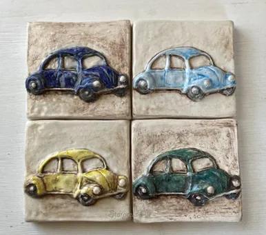 A collection of 4x4 hand painted tiles